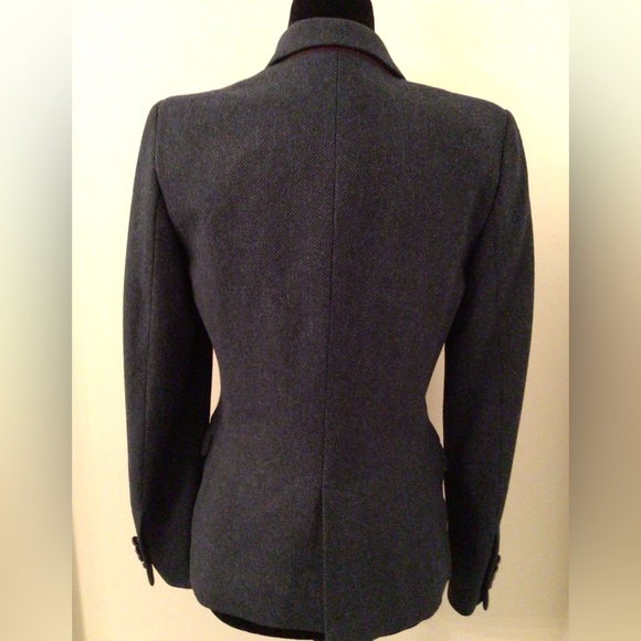 ZARA BASIC Blue-Black Wool Tweed One-Button Jacket - Small - Picture 2 of 5